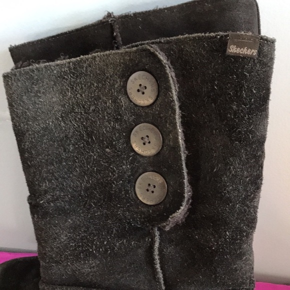 Skechers Australia black suede black faux sherpa outerwear winter boots size 8.5 - Picture 4 of 16